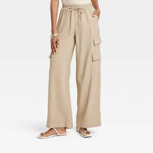 a new day Tan Wide-Leg Cargo Pants Size Large NWT